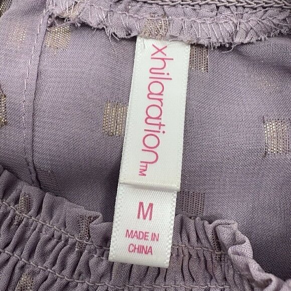 Sheer Long Bell Sleeve Lilac Mauve Flowy Peasant Blouse Gold Pattern Women’s M - Picture 7 of 8